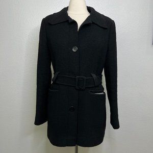VIA SPIGA Women's Wool Coat Belted Black No Size